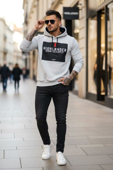 Ανδρικό φούτερ MEFRIDO GREY, Χρώμα: ανοιχτό γκρι, IVET.EU - Εκπτώσεις έως -80%