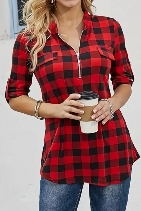 Γυναικείο πουκάμισο VLADELNA, Χρώμα: κόκκινο, IVET.EU - Εκπτώσεις έως -80%