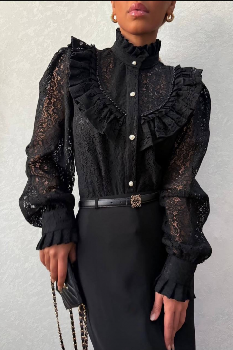 Γυναικείο πουκάμισο GLENDILA BLACK, Χρώμα: μαύρο, IVET.EU - Εκπτώσεις έως -80%