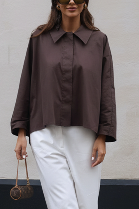 Γυναικείο πουκάμισο DERMINZA MOCHA, Χρώμα: μόκα, IVET.EU - Εκπτώσεις έως -80%