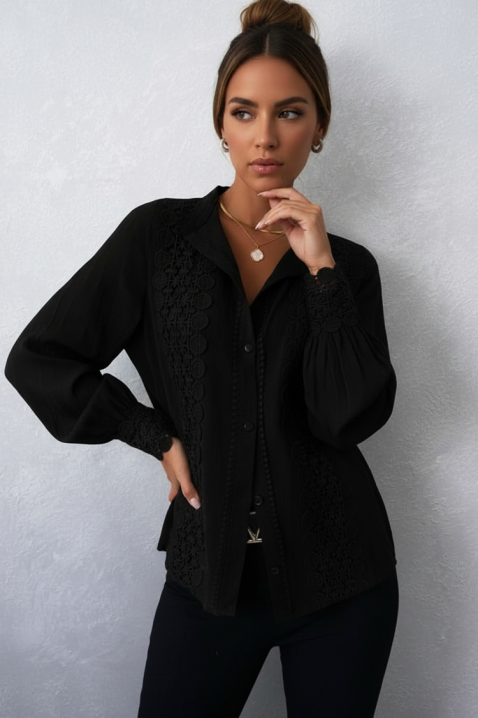 Γυναικείο πουκάμισο DAFINDA BLACK, Χρώμα: μαύρο, IVET.EU - Εκπτώσεις έως -80%