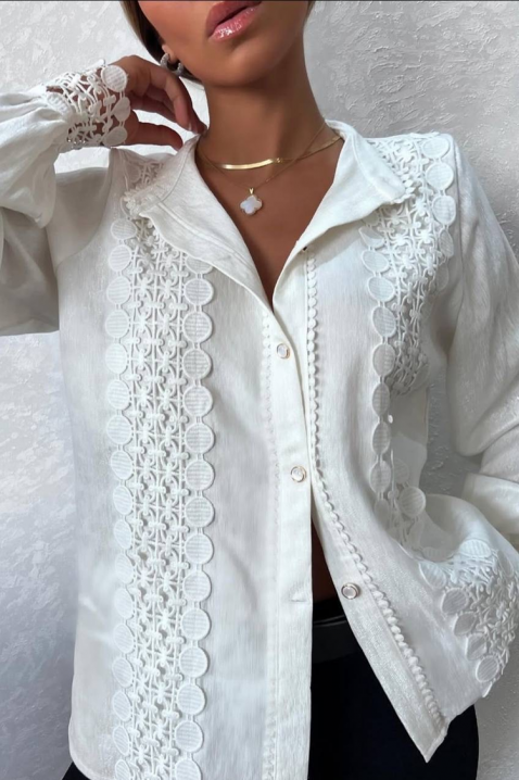 Γυναικείο πουκάμισο DAFINDA WHITE, Χρώμα: άσπρο, IVET.EU - Εκπτώσεις έως -80%