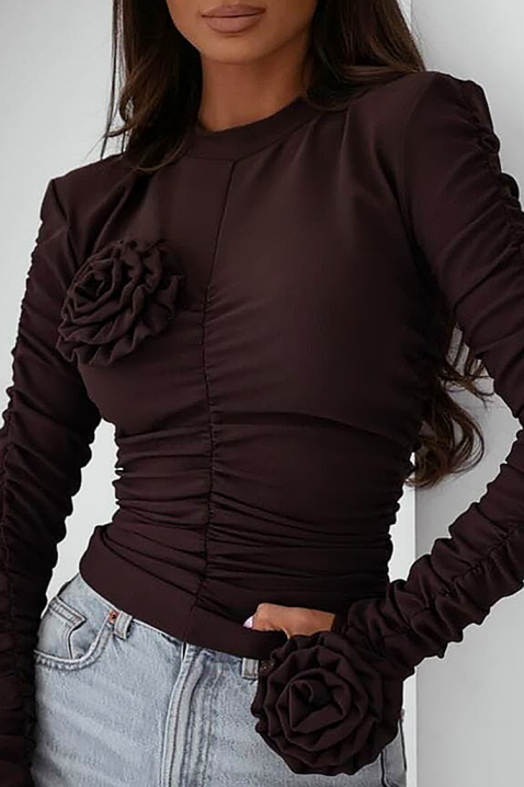 Γυναικεία μπλούζα LUDBELDA BROWN, Χρώμα: καφέ, IVET.EU - Εκπτώσεις έως -80%