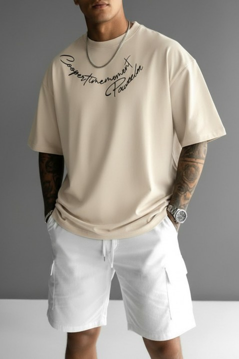 Ανδρικό μπλουζάκι MIHROLO BEIGE, Χρώμα: μπεζ, IVET.EU - Εκπτώσεις έως -80%