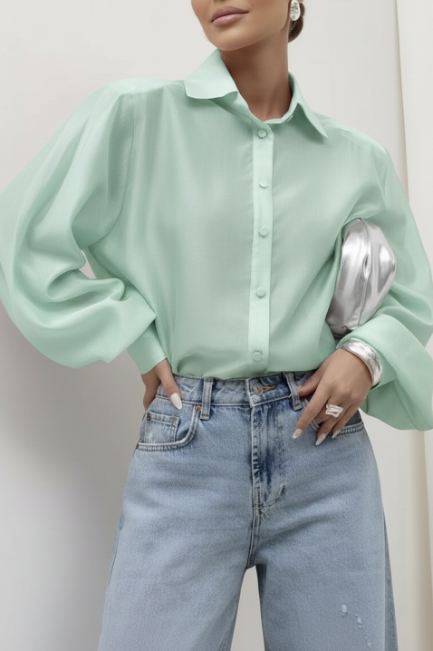 Γυναικείο πουκάμισο MIRELZENA MINT, Χρώμα: μέντα, IVET.EU - Εκπτώσεις έως -80%