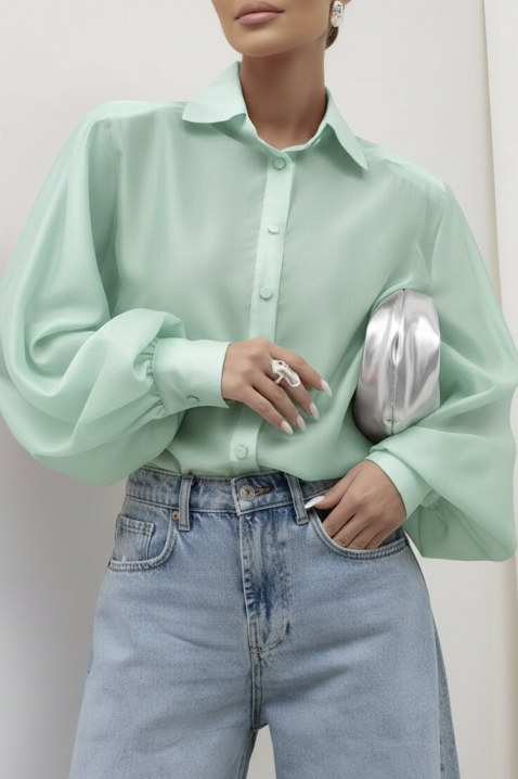 Γυναικείο πουκάμισο MIRELZENA MINT, Χρώμα: μέντα, IVET.EU - Εκπτώσεις έως -80%