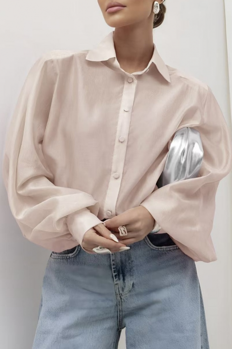 Γυναικείο πουκάμισο MIRELZENA BEIGE, Χρώμα: μπεζ, IVET.EU - Εκπτώσεις έως -80%