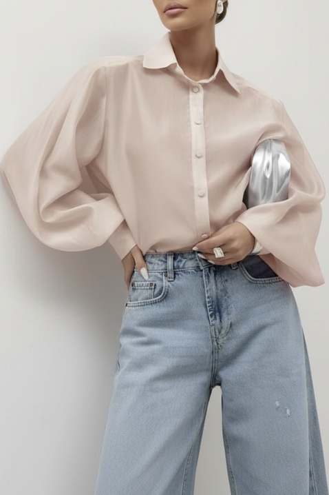 Γυναικείο πουκάμισο MIRELZENA BEIGE, Χρώμα: μπεζ, IVET.EU - Εκπτώσεις έως -80%