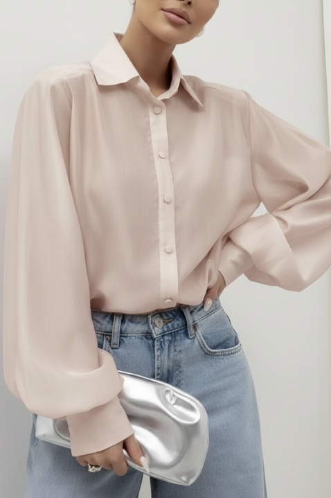 Γυναικείο πουκάμισο MIRELZENA BEIGE, Χρώμα: μπεζ, IVET.EU - Εκπτώσεις έως -80%