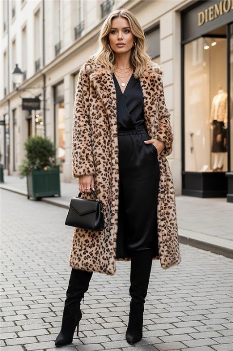 Παλτό GROXELRA, Χρώμα: λεοπάρ, IVET.EU - Εκπτώσεις έως -80%