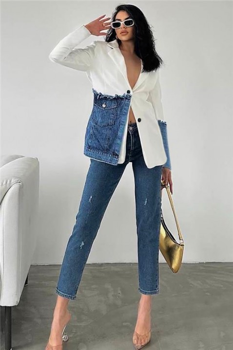 Σακάκι DRENZINA, Χρώμα: άσπρο, IVET.EU - Εκπτώσεις έως -80%