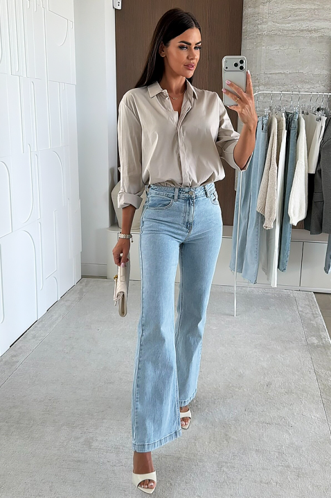 Γυναικείο πουκάμισο NIOGELTA BEIGE, Χρώμα: μπεζ, IVET.EU - Εκπτώσεις έως -80%