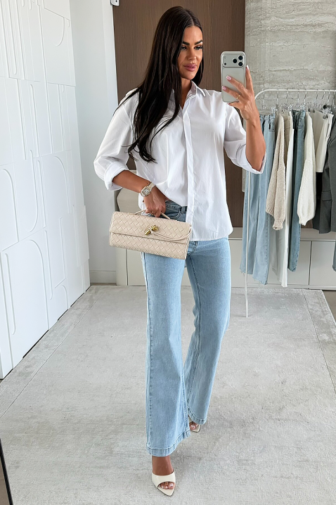 Γυναικείο πουκάμισο NIOGELTA WHITE, Χρώμα: άσπρο, IVET.EU - Εκπτώσεις έως -80%