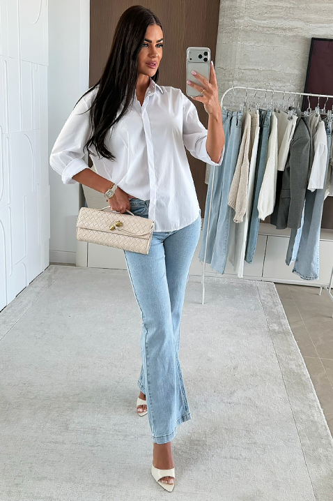 Γυναικείο πουκάμισο NIOGELTA WHITE, Χρώμα: άσπρο, IVET.EU - Εκπτώσεις έως -80%