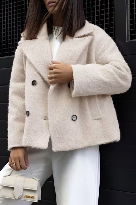 Παλτό POLOBENZA ECRU, Χρώμα: εκρού, IVET.EU - Εκπτώσεις έως -80%