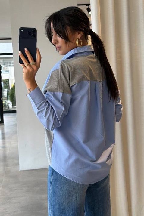 Γυναικείο πουκάμισο ODILZA, Χρώμα: Γαλάζιο, IVET.EU - Εκπτώσεις έως -80%