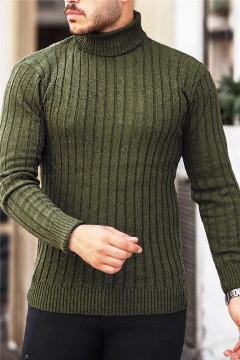 Ανδρικό πουλόβερ RACHERO KHAKI, Χρώμα: χακί, IVET.EU - Εκπτώσεις έως -80%