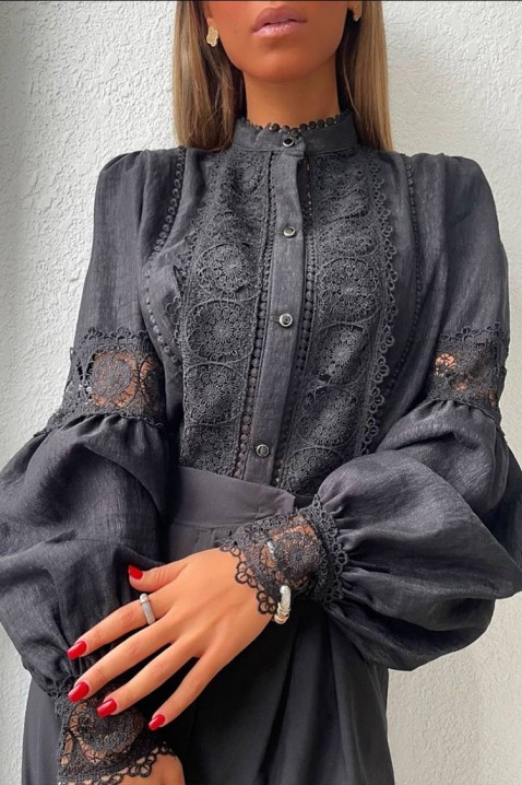 Γυναικείο πουκάμισο MARTEMONA BLACK, Χρώμα: μαύρο, IVET.EU - Εκπτώσεις έως -80%