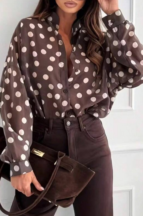 Γυναικείο πουκάμισο TOPRENA, Χρώμα: καφέ, IVET.EU - Εκπτώσεις έως -80%
