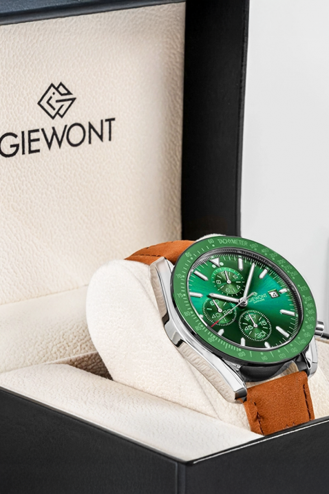Ανδρικό ρολόι Giewont Chronograph Sapphire Green, Χρώμα: πράσινο, IVET.EU - Εκπτώσεις έως -80%