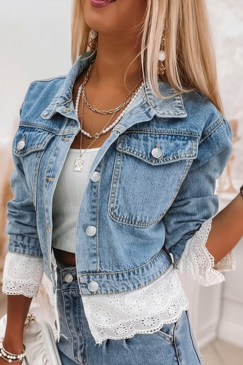 Τζιν μπουφάν GEZELINDA, Χρώμα: Γαλάζιο, IVET.EU - Εκπτώσεις έως -80%