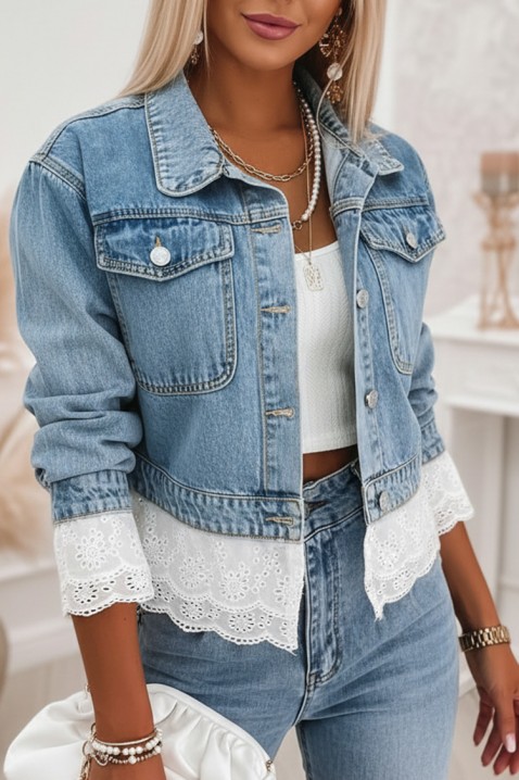 Τζιν μπουφάν GEZELINDA, Χρώμα: Γαλάζιο, IVET.EU - Εκπτώσεις έως -80%