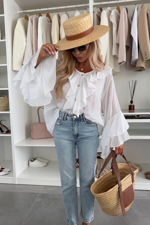 Γυναικείο πουκάμισο VOLELANDA WHITE, Χρώμα: άσπρο, IVET.EU - Εκπτώσεις έως -80%