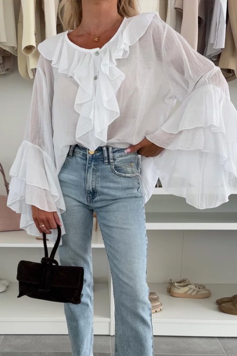 Γυναικείο πουκάμισο VOLELANDA WHITE, Χρώμα: άσπρο, IVET.EU - Εκπτώσεις έως -80%