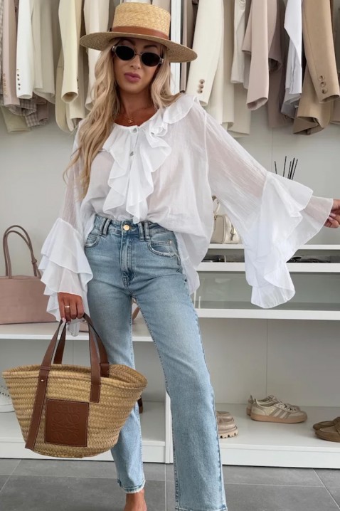 Γυναικείο πουκάμισο VOLELANDA WHITE, Χρώμα: άσπρο, IVET.EU - Εκπτώσεις έως -80%