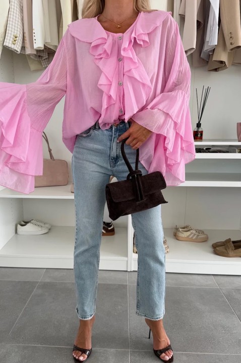 Γυναικείο πουκάμισο VOLELANDA PINK, Χρώμα: ροζ, IVET.EU - Εκπτώσεις έως -80%