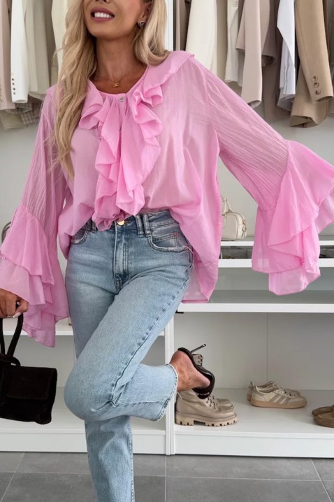 Γυναικείο πουκάμισο VOLELANDA PINK, Χρώμα: ροζ, IVET.EU - Εκπτώσεις έως -80%