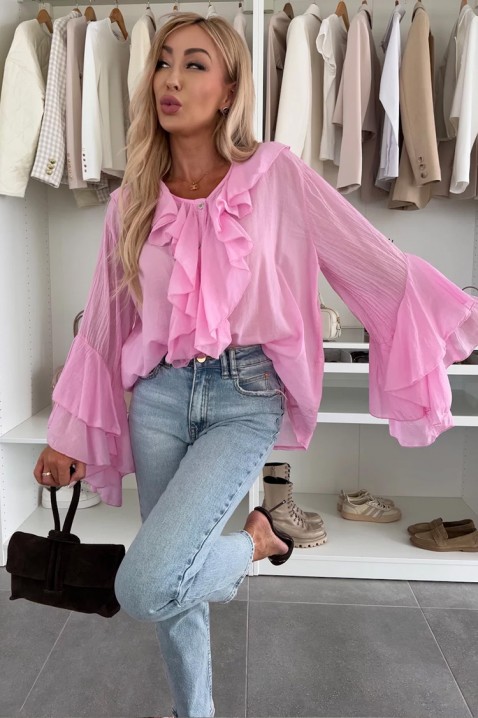 Γυναικείο πουκάμισο VOLELANDA PINK, Χρώμα: ροζ, IVET.EU - Εκπτώσεις έως -80%