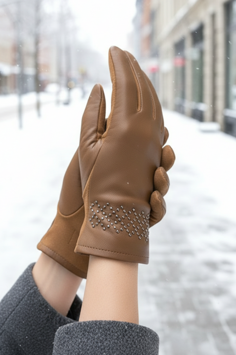 Γυναικεία γάντια VAKALZA BROWN, Χρώμα: καφέ, IVET.EU - Εκπτώσεις έως -80%