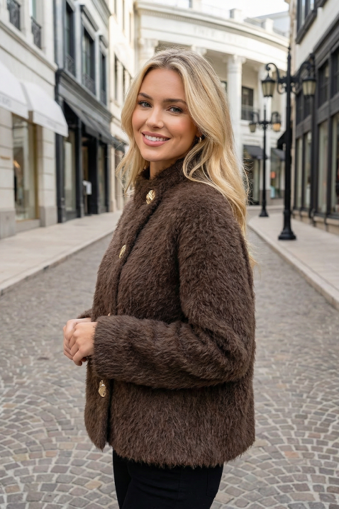 Παλτό LORDANA BROWN, Χρώμα: καφέ, IVET.EU - Εκπτώσεις έως -80%