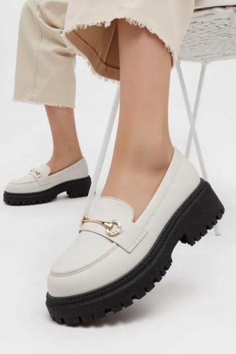 Γυναικεία μοκασίνια KSIOVERLA ECRU, Χρώμα: εκρού, IVET.EU - Εκπτώσεις έως -80%