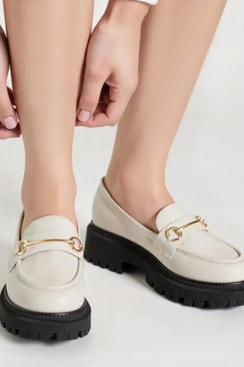 Γυναικεία μοκασίνια KSIOVERLA ECRU, Χρώμα: εκρού, IVET.EU - Εκπτώσεις έως -80%