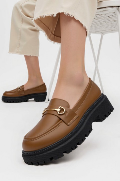 Γυναικεία μοκασίνια KSIOVERLA BROWN, Χρώμα: ανοιχτό καφέ, IVET.EU - Εκπτώσεις έως -80%