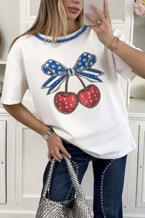 Κοντομάνικο μπλουζάκι CHAROLZA, Χρώμα: άσπρο, IVET.EU - Εκπτώσεις έως -80%