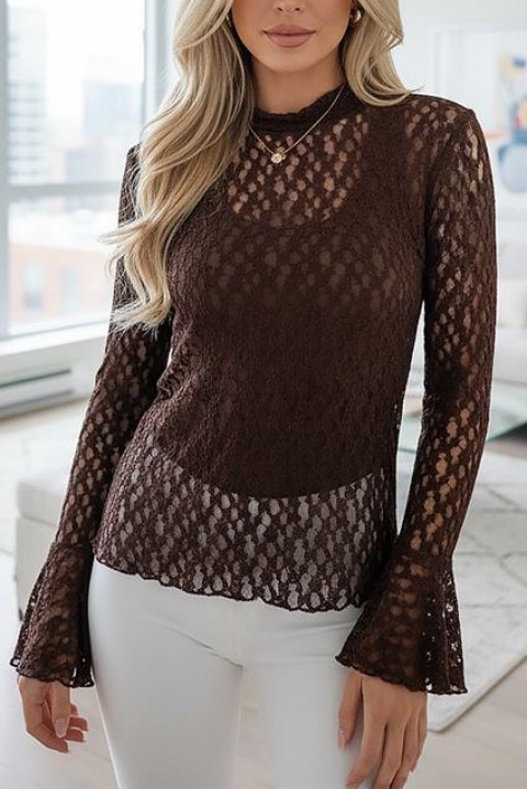 Γυναικεία μπλούζα LALVERZA BROWN, Χρώμα: καφέ, IVET.EU - Εκπτώσεις έως -80%