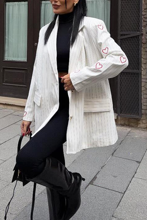 Σακάκι NARILZA WHITE, Χρώμα: άσπρο, IVET.EU - Εκπτώσεις έως -80%