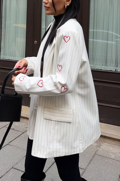 Σακάκι NARILZA WHITE, Χρώμα: άσπρο, IVET.EU - Εκπτώσεις έως -80%