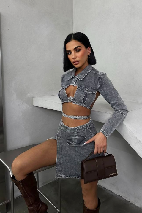 Σύνολο DENIMOLZA, Χρώμα: γραφίτης, IVET.EU - Εκπτώσεις έως -80%