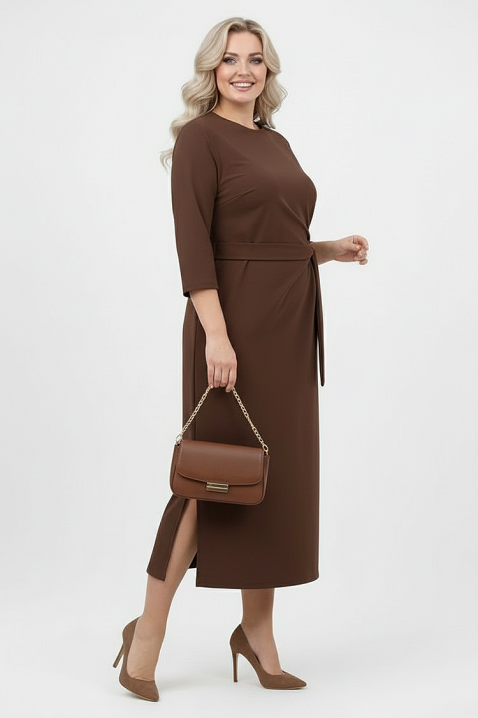 Φόρεμα VREFIONA BROWN, Χρώμα: καφέ, IVET.EU - Εκπτώσεις έως -80%