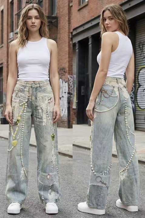 Τζιν PRESLOVELA, Χρώμα: ανοιχτό γκρι, IVET.EU - Εκπτώσεις έως -80%