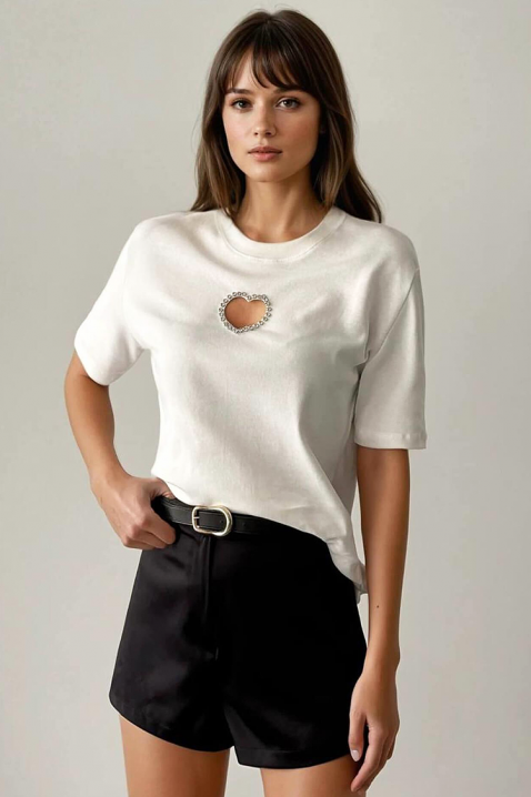 Κοντομάνικο μπλουζάκι ZOLVINA WHITE, Χρώμα: άσπρο, IVET.EU - Εκπτώσεις έως -80%