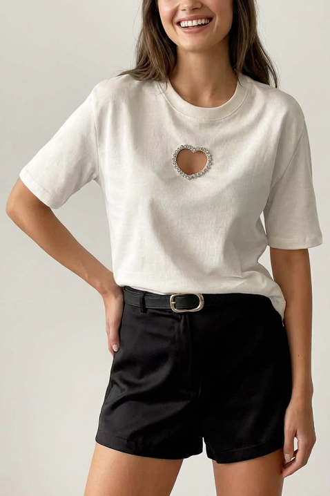 Κοντομάνικο μπλουζάκι ZOLVINA WHITE, Χρώμα: άσπρο, IVET.EU - Εκπτώσεις έως -80%