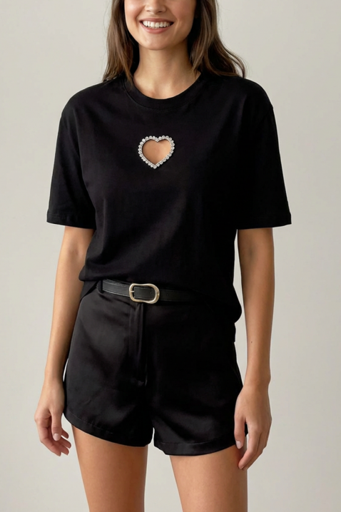 Κοντομάνικο μπλουζάκι ZOLVINA BLACK, Χρώμα: μαύρο, IVET.EU - Εκπτώσεις έως -80%