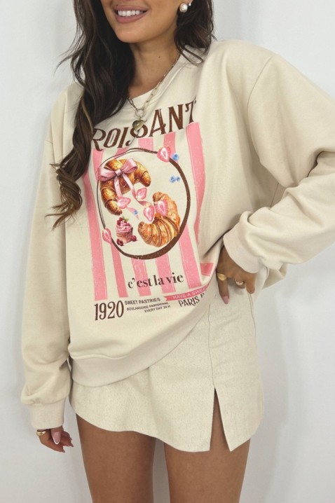 Γυναικεία μπλούζα ALEXENIA BEIGE, Χρώμα: μπεζ, IVET.EU - Εκπτώσεις έως -80%