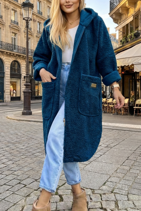 Παλτό ZLOVERDA PETROL, Χρώμα: πετρόλ, IVET.EU - Εκπτώσεις έως -80%