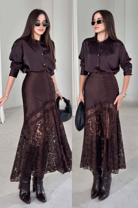 Φούστα DANZOLA BROWN, Χρώμα: καφέ, IVET.EU - Εκπτώσεις έως -80%